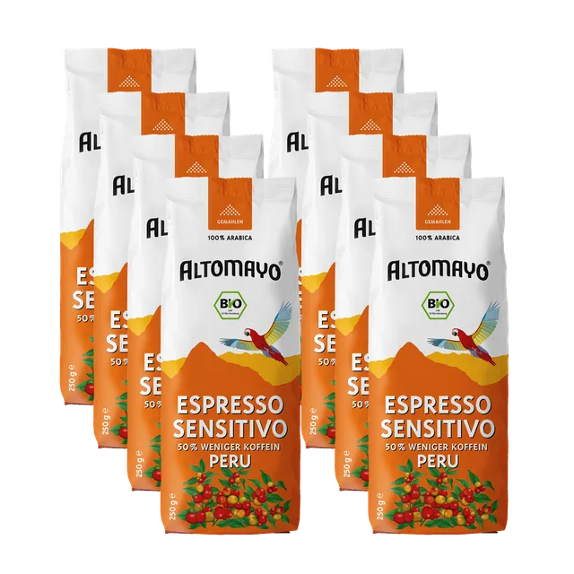 Altomayo Bio-Espresso Sensitivo gemahlen 8x250g 50% Koffein