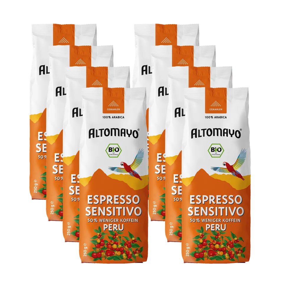 Altomayo Bio-Espresso Sensitivo gemahlen 8x250g 50% Koffein