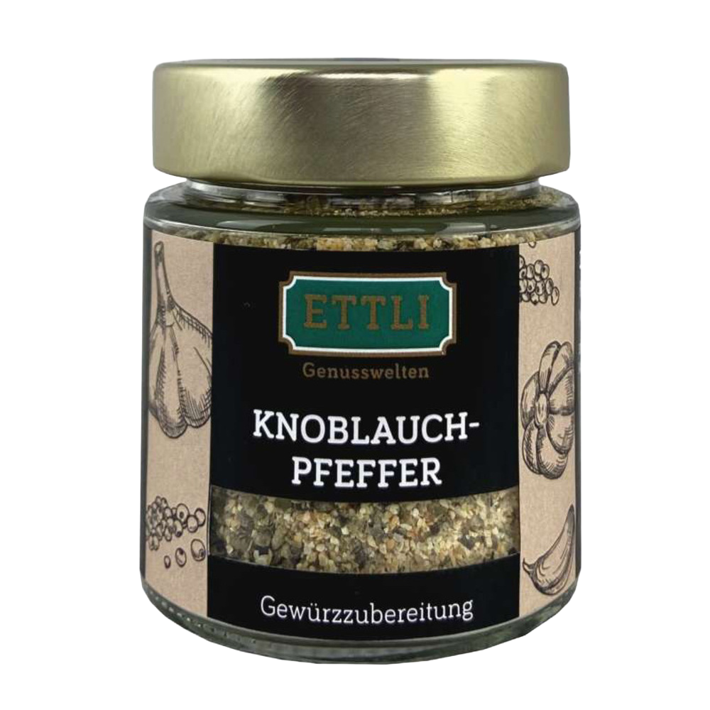 ETTLI Knoblauchpfeffer Gewürzmischung 90 g im Glas würzig