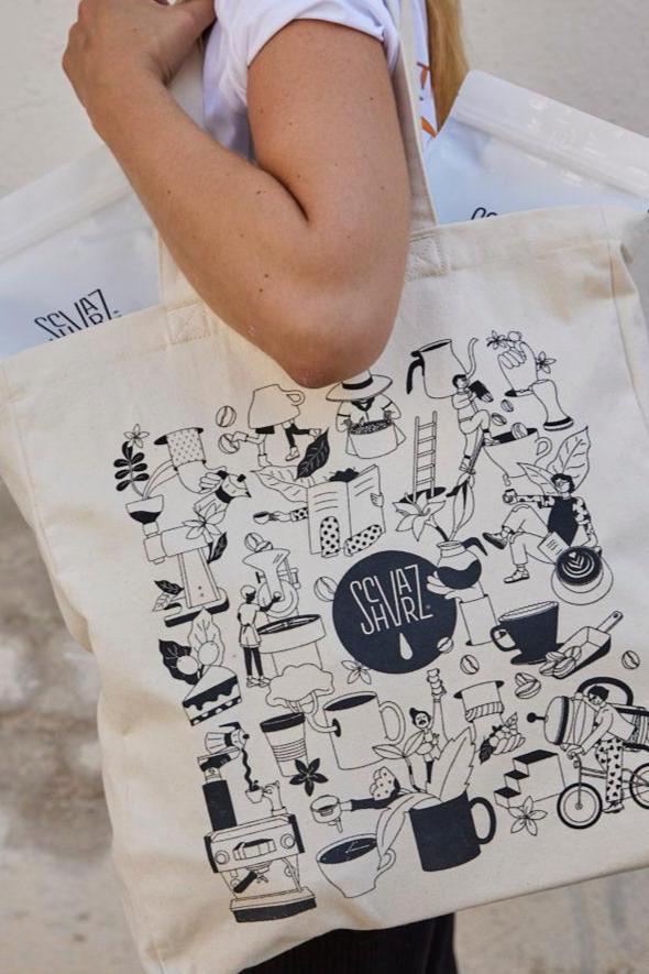 Schvarz Totebag Stoffbeutel Organic Cotton BOB Design