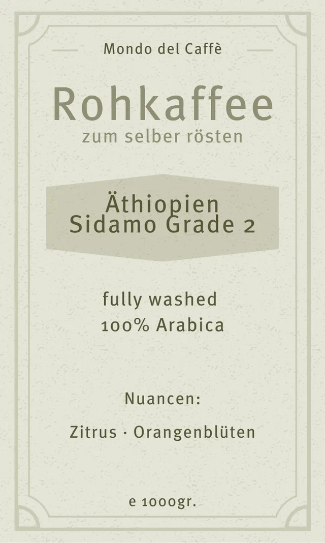 Äthiopien Sidamo Grade 2 Rohkaffee Arabica Washed
