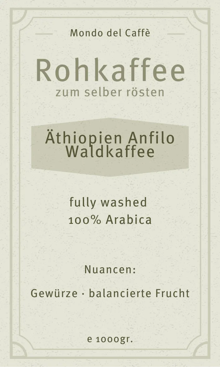 Mondo del Caffè Äthiopien Anfilo Rohkaffee Bio Waldkaffee