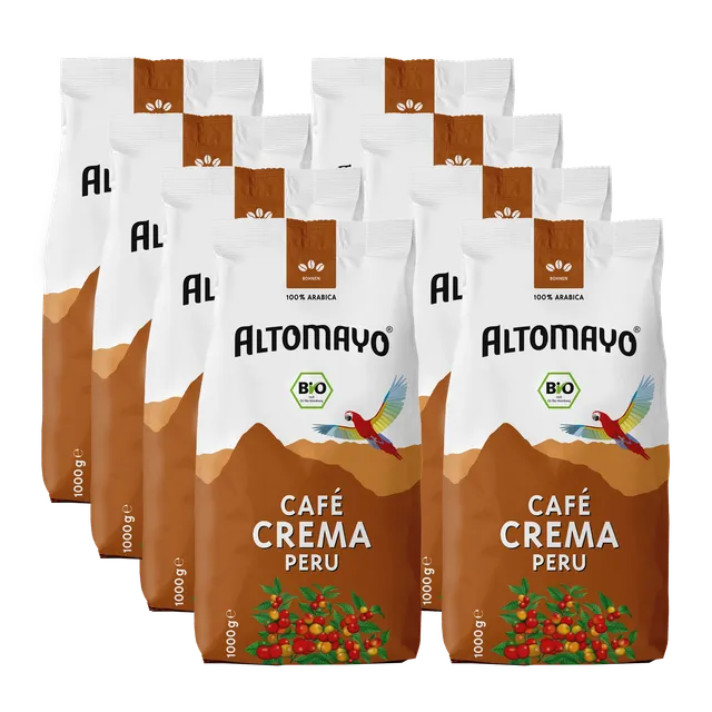 Altomayo Bio-Kaffee Café Crema Bohnen 8x1kg mild