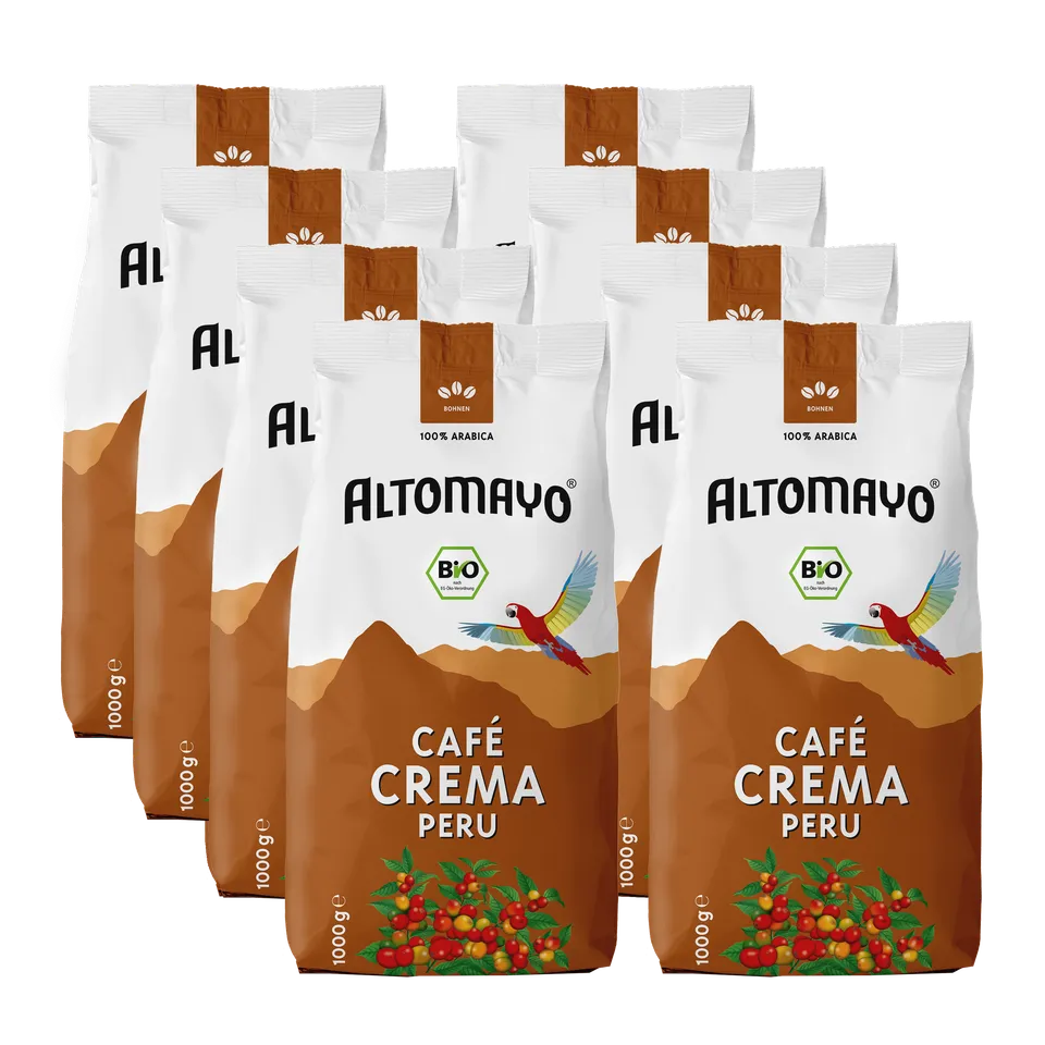 Altomayo Bio-Kaffee Café Crema Bohnen 8x1kg mild