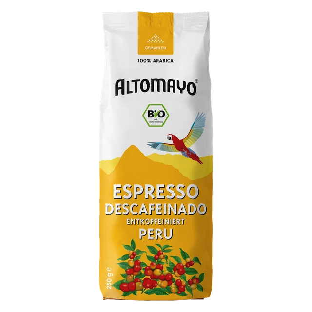Altomayo Bio-Espresso Descafeinado gemahlen 250 g koffeinfrei