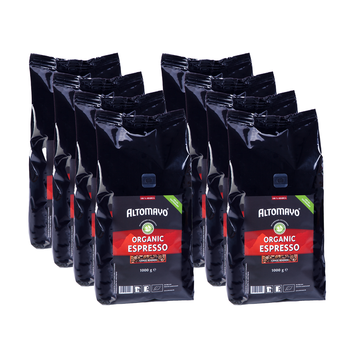 Altomayo Bio-Espresso Gastronomie Kaffeebohnen 8 x 1000 g Vollautomat