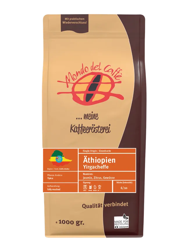 Mondo del Caffè Äthiopien Yirgacheffe Kaffee 350g Bohnen