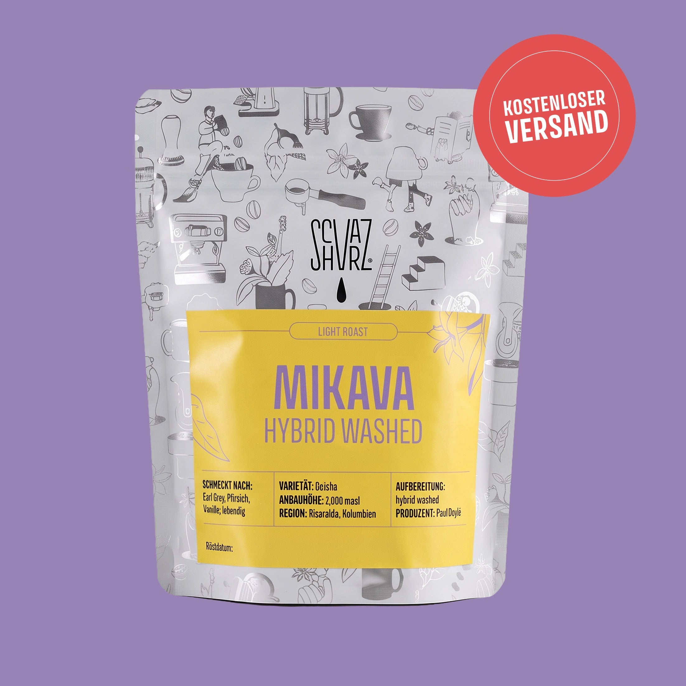 Schvarz Filter Kolumbien Mikava Geisha Filterkaffee Ganze Bohne 2x100g