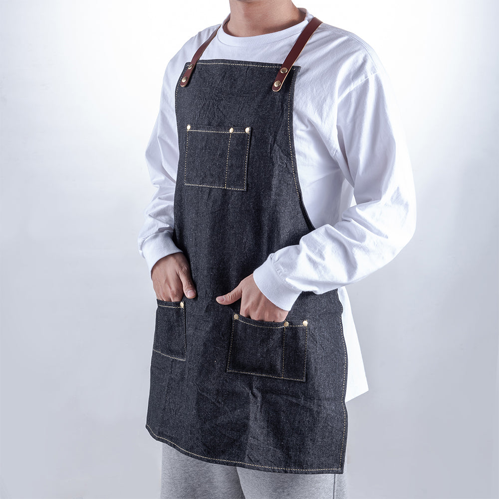 Mondo del Caffè Barista Buddy Schürze Jeans Leder 73x59