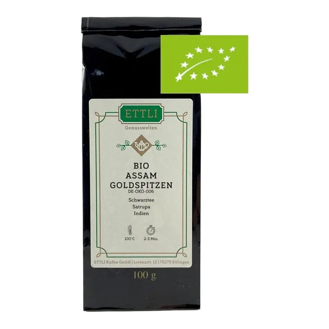 ETTLI Schwarztee Bio Assam Goldspitze Tee 100 g malzig