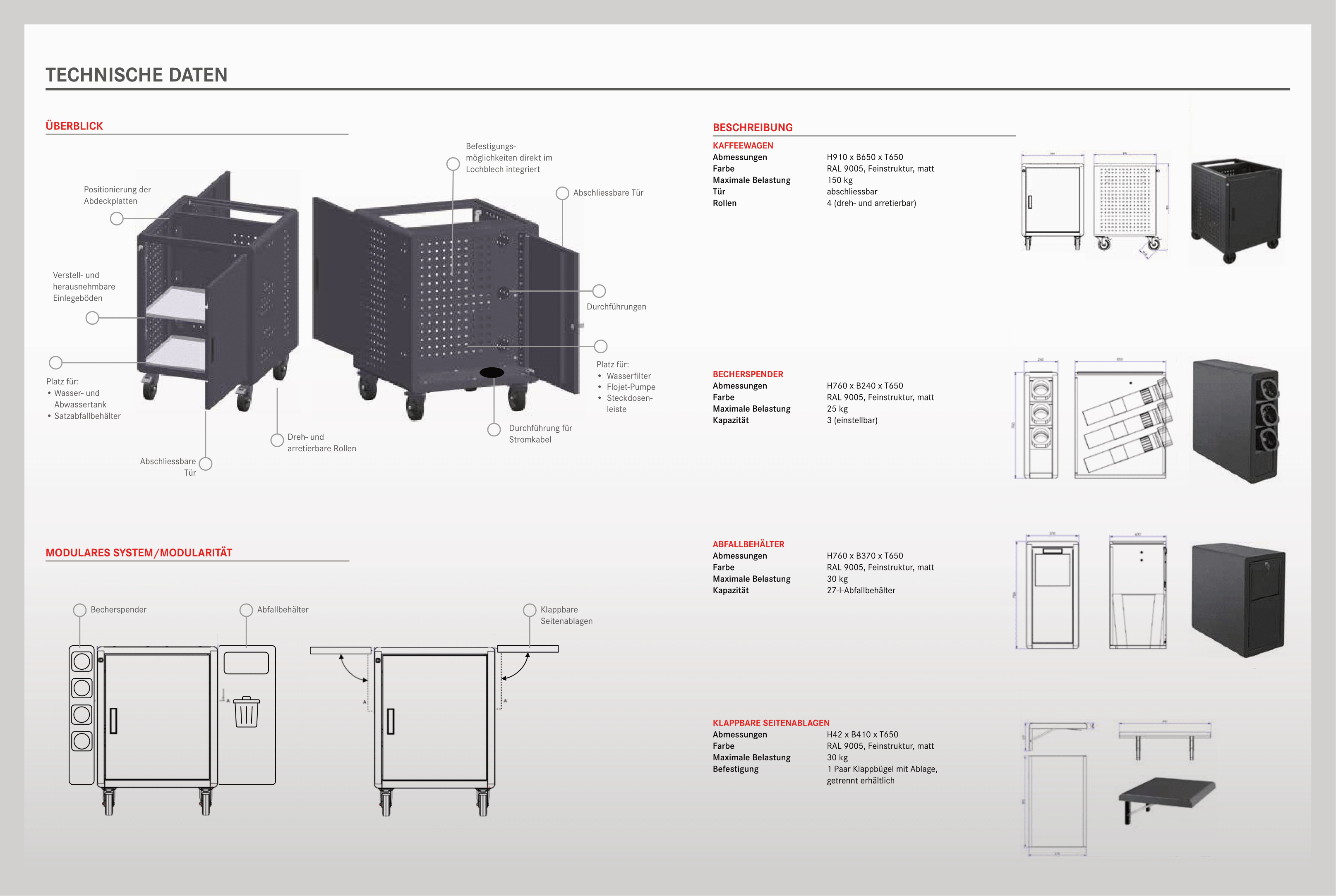 Franke Kaffeewagen mobiler Servierwagen Gastronomie 150 kg