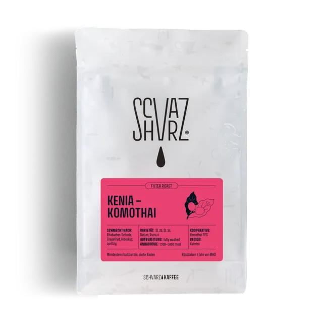 Schvarz Kenia Komothai Filterkaffee 250g ganze Bohne hell