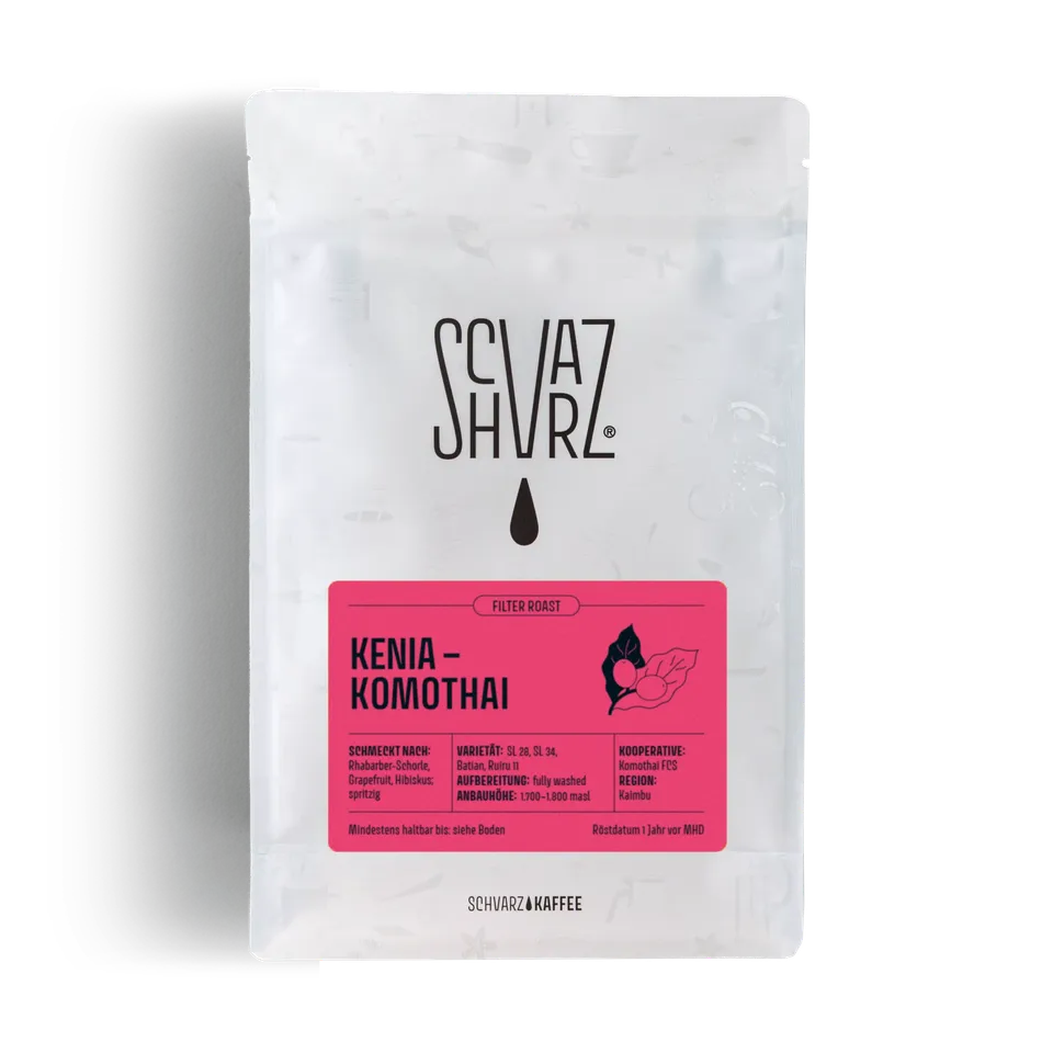 Schvarz Kenia Komothai Filterkaffee 250g ganze Bohne hell