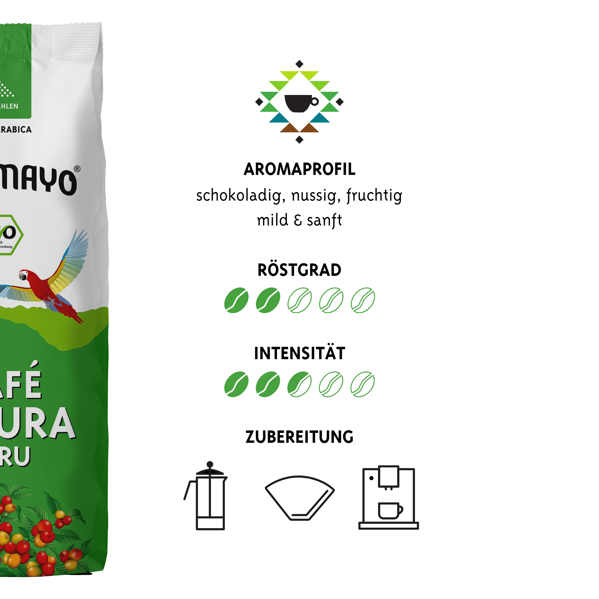Altomayo Bio-Kaffee Café Altura gemahlen 8x250g mild Peru