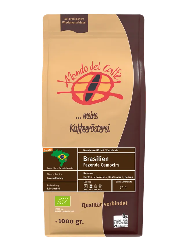 Mondo del Caffè Brasilien Demeter Kaffee 350 g ganze Bohnen