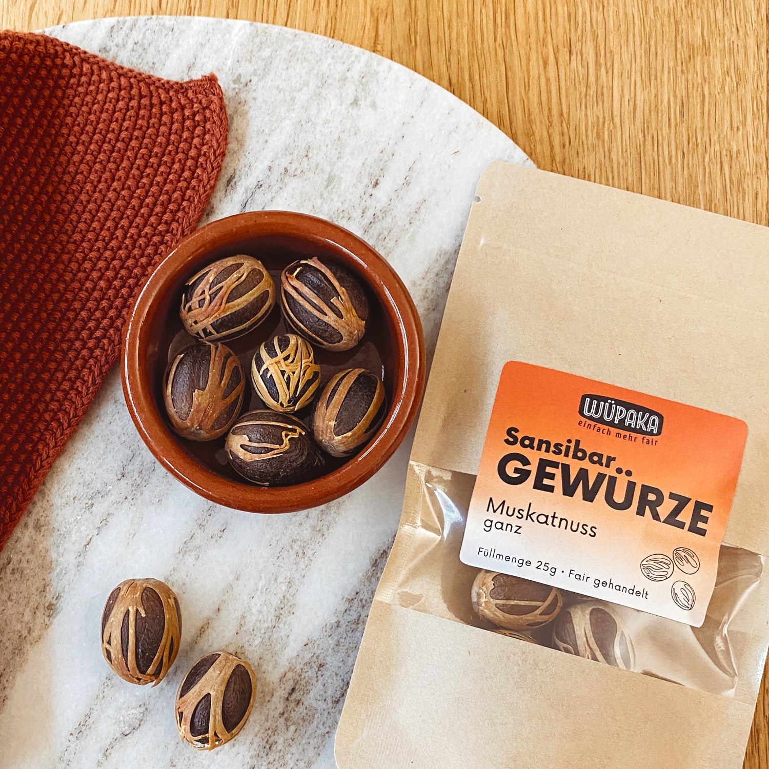 WÜPAKA Gewürze Muskatnuss ganz 25g aus Sansibar