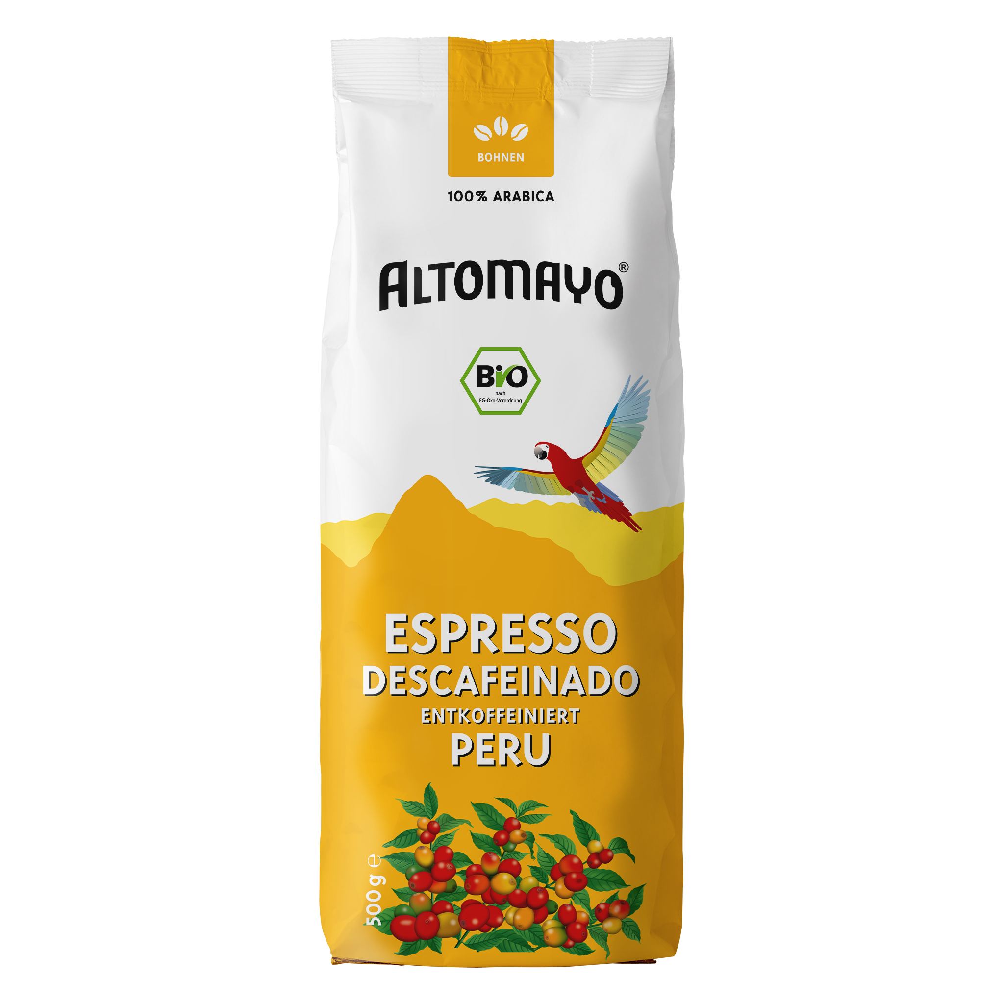 Altomayo Bio-Entkoffeiniert Espresso Bohnen 500g mild