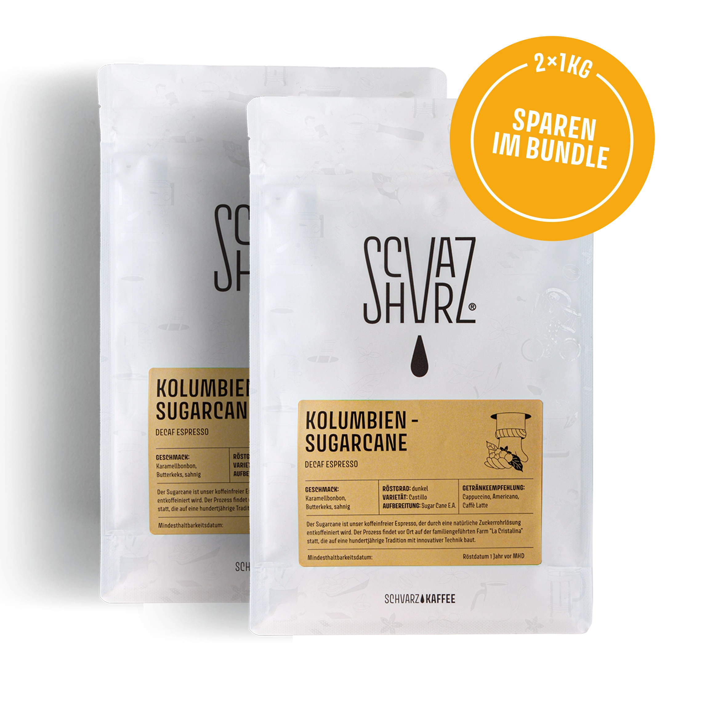 Schvarz Espresso Kolumbien Decaf Espresso Ganze Bohne 350g dunkel