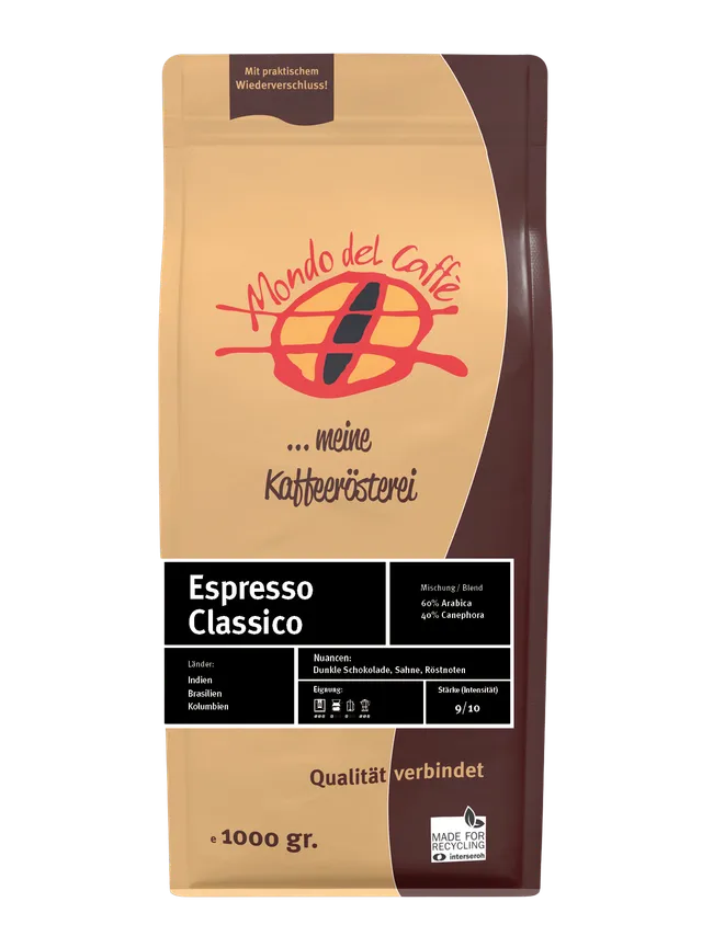 Mondo del Caffè Espresso Classico Espresso 1 kg ganze Bohne