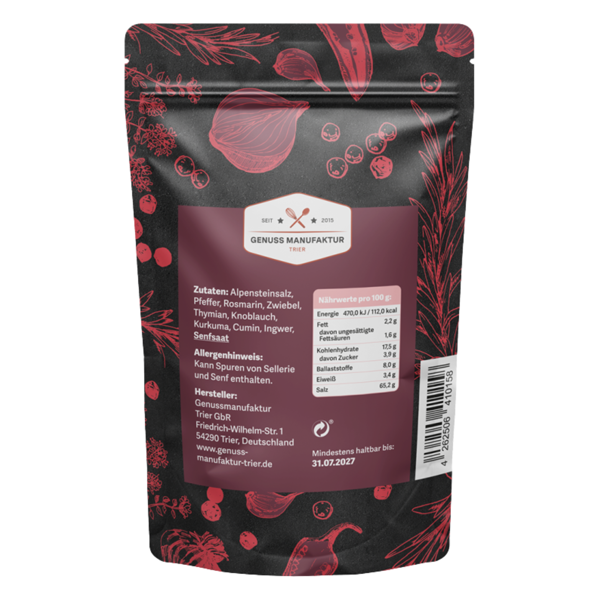 Genussmanufaktur Steaksalz Gewürzsalz 150g Dose