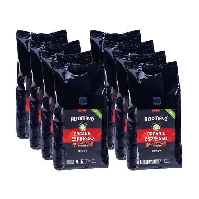 Altomayo Bio-Espresso Gastronomie Kaffeebohnen 8 x 1000 g Vollautomat