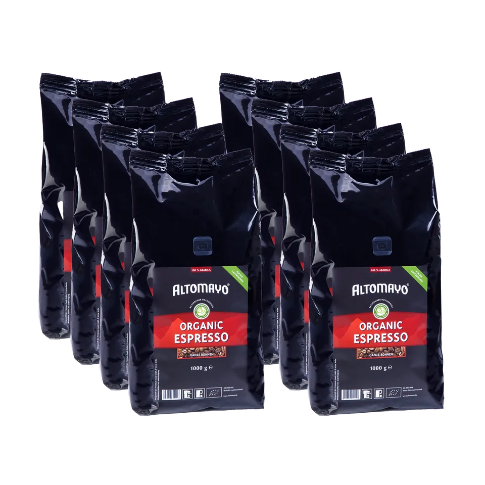 Altomayo Bio-Espresso Gastronomie Kaffeebohnen 8 x 1000 g Vollautomat