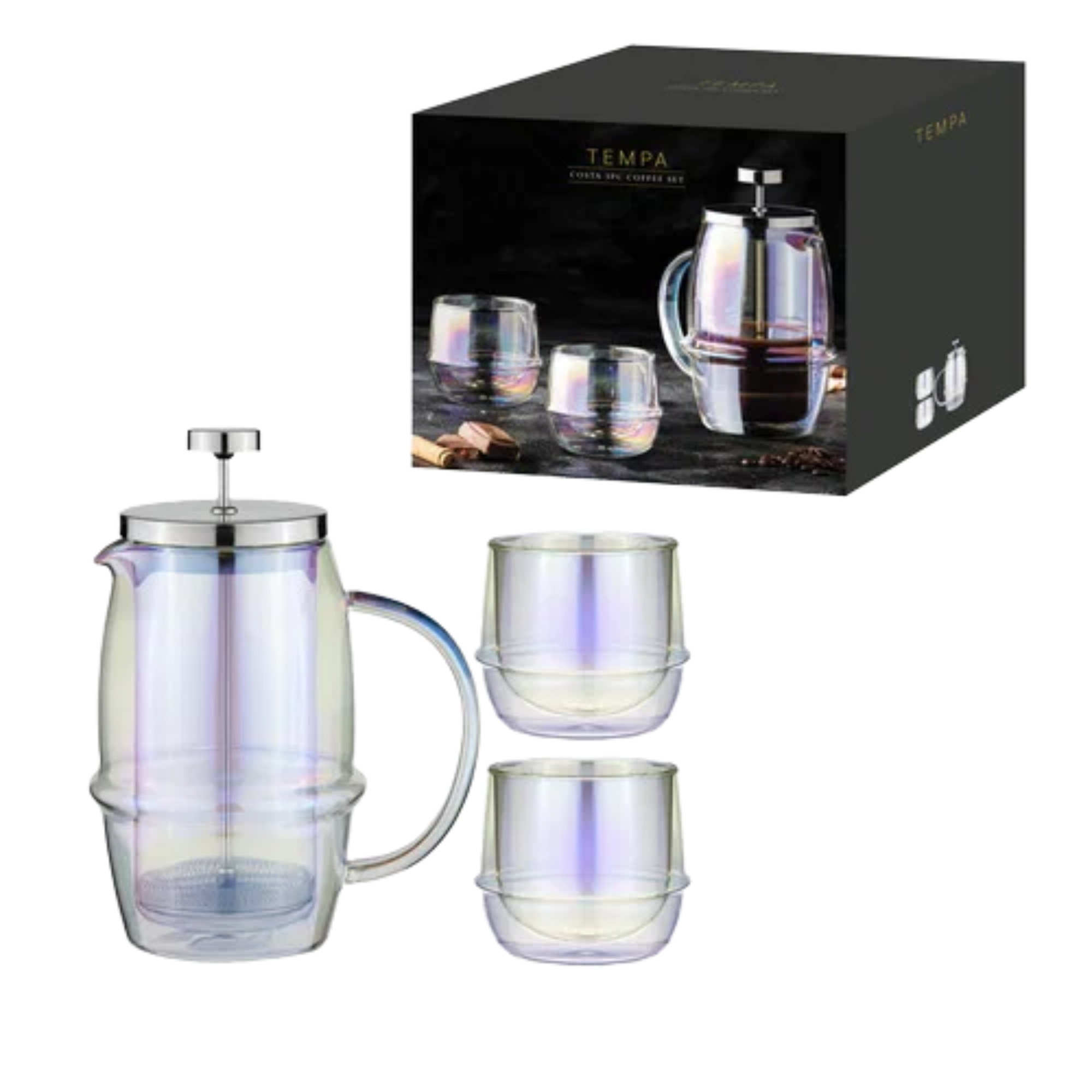 Ladelle Tempa Costa French Press Set Opal mit 2 Gläsern