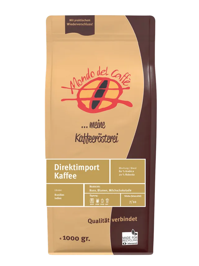 Mondo del Caffè Kaffees Direktimport Kaffee 100% Arabica 1kg Bohnen