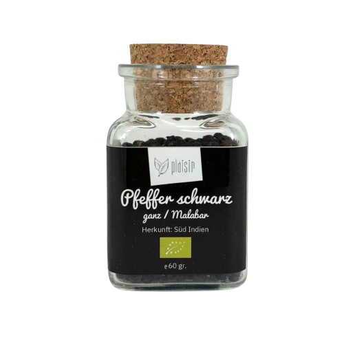 Mondo Pfeffer Malabar schwarz Bio Glasdose Kork Gewürz