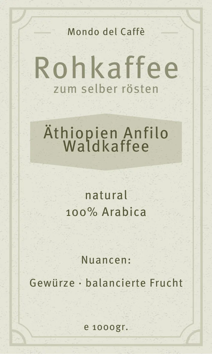 Mondo del Caffè Äthiopien Anfilo Rohkaffee Bio natural