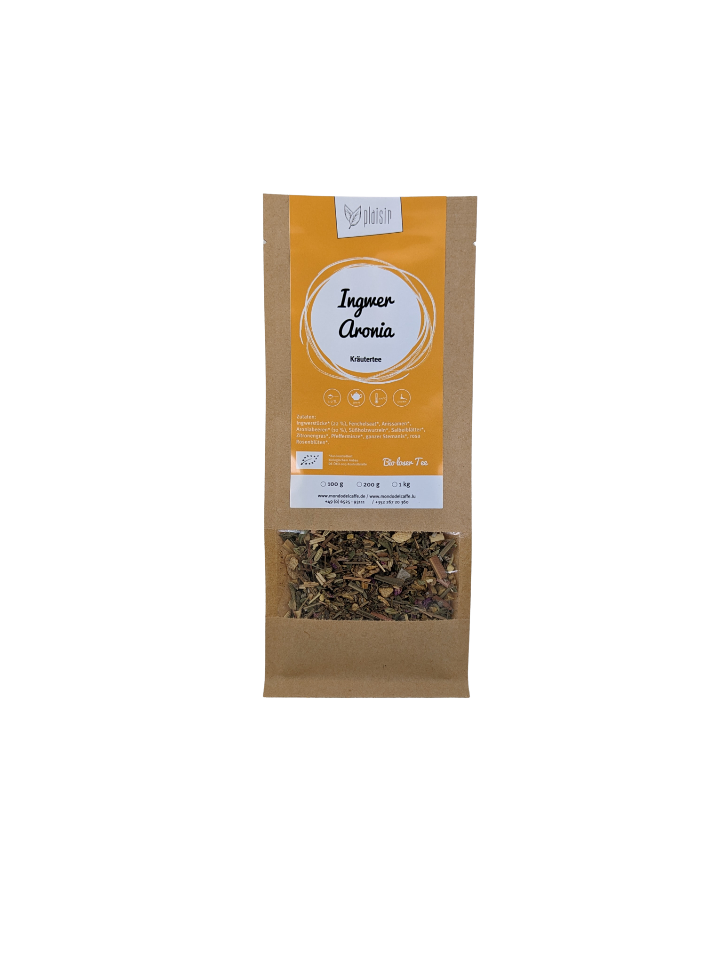 Plaisir Ingwer Aronia Bio Tee lose 100g Ingwer Minze