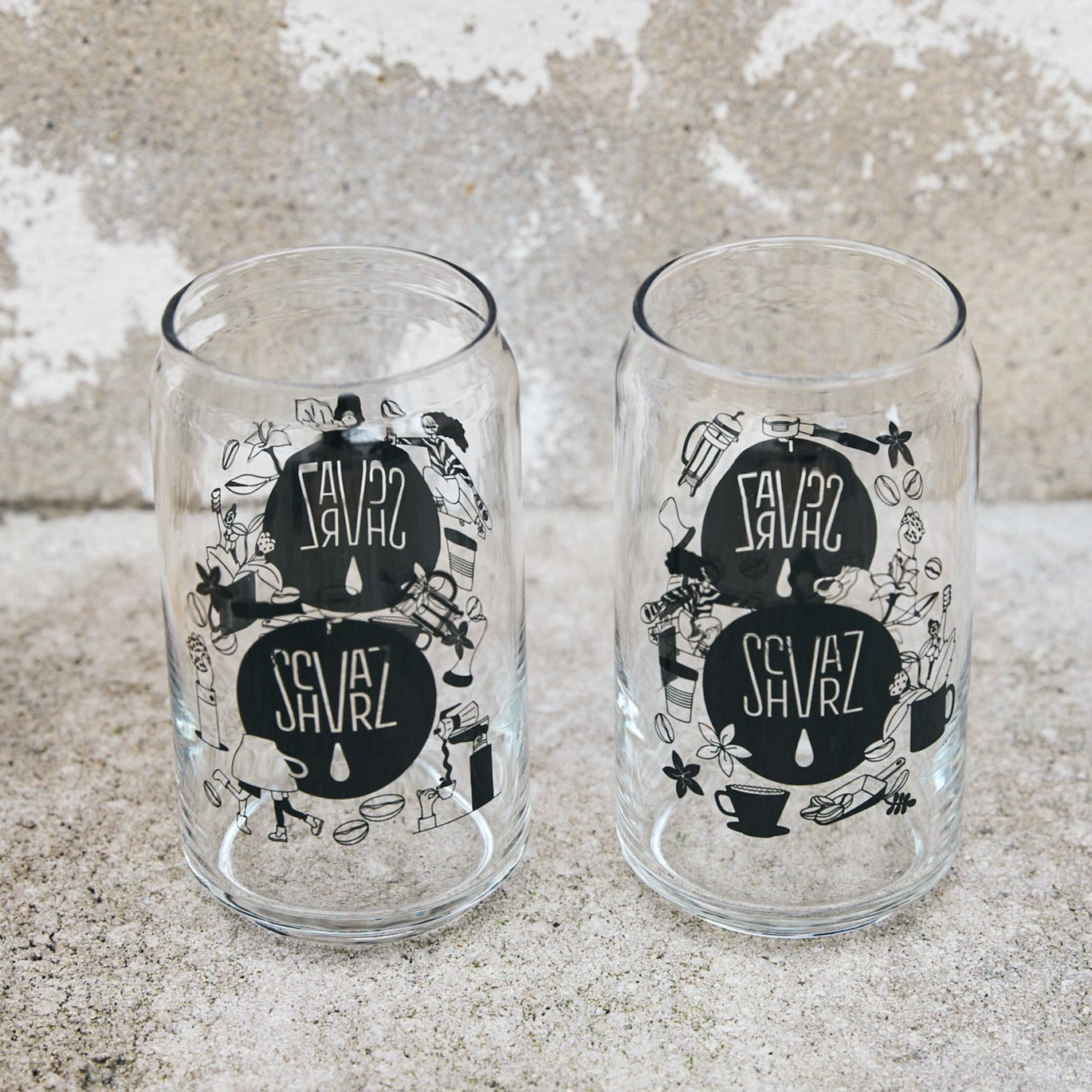 Schvarz Glas Latteglas 450 ml schwarzes Logo