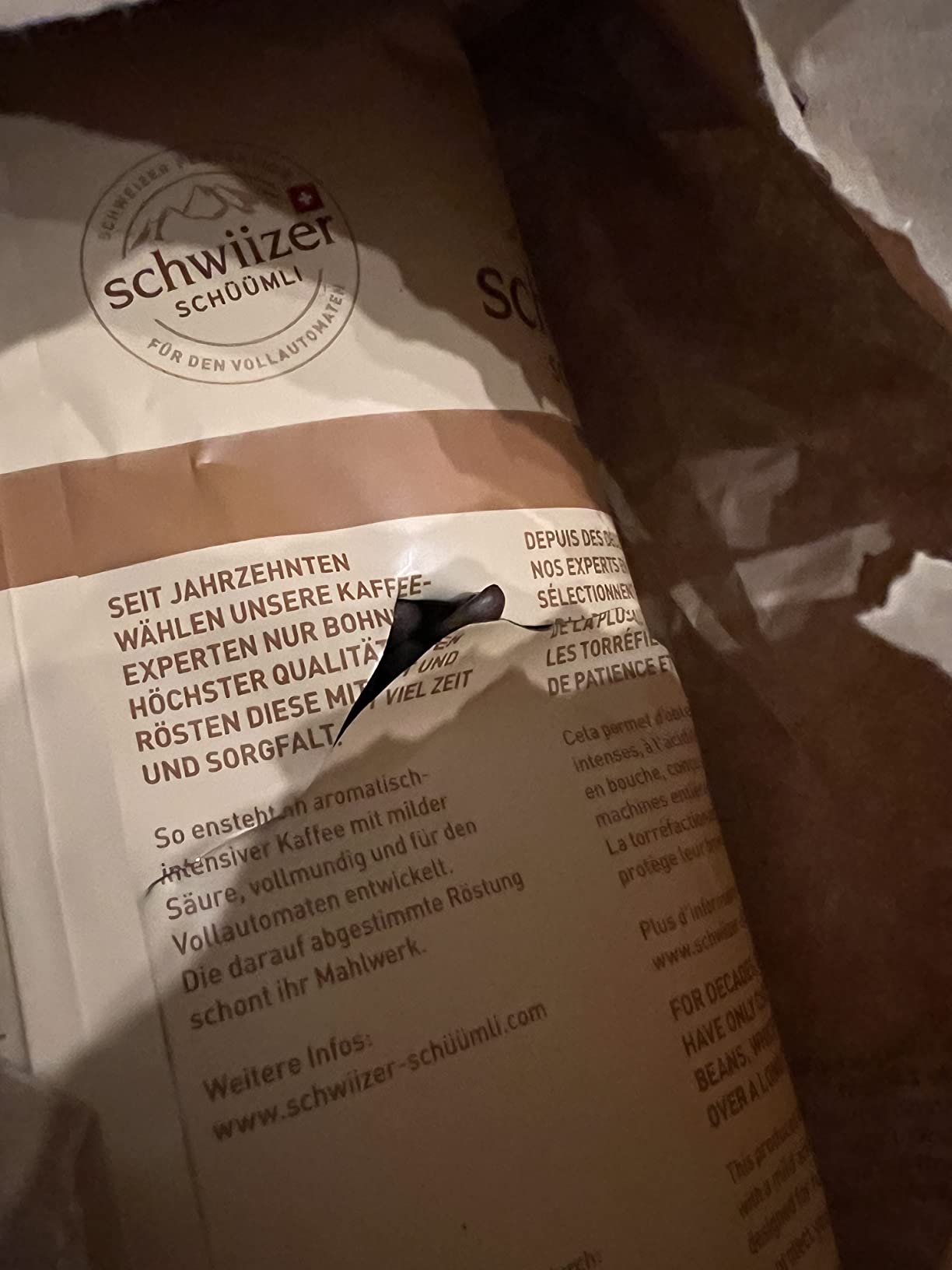 Schwiizer Schüümli Crema Mild Kaffeebohnen 1 kg Arabica