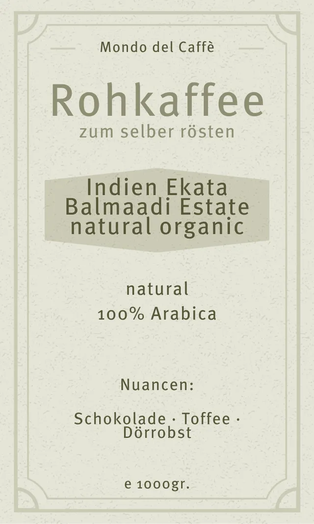Ekata Balmaadi Estate Rohkaffee Indien Arabica natural bio