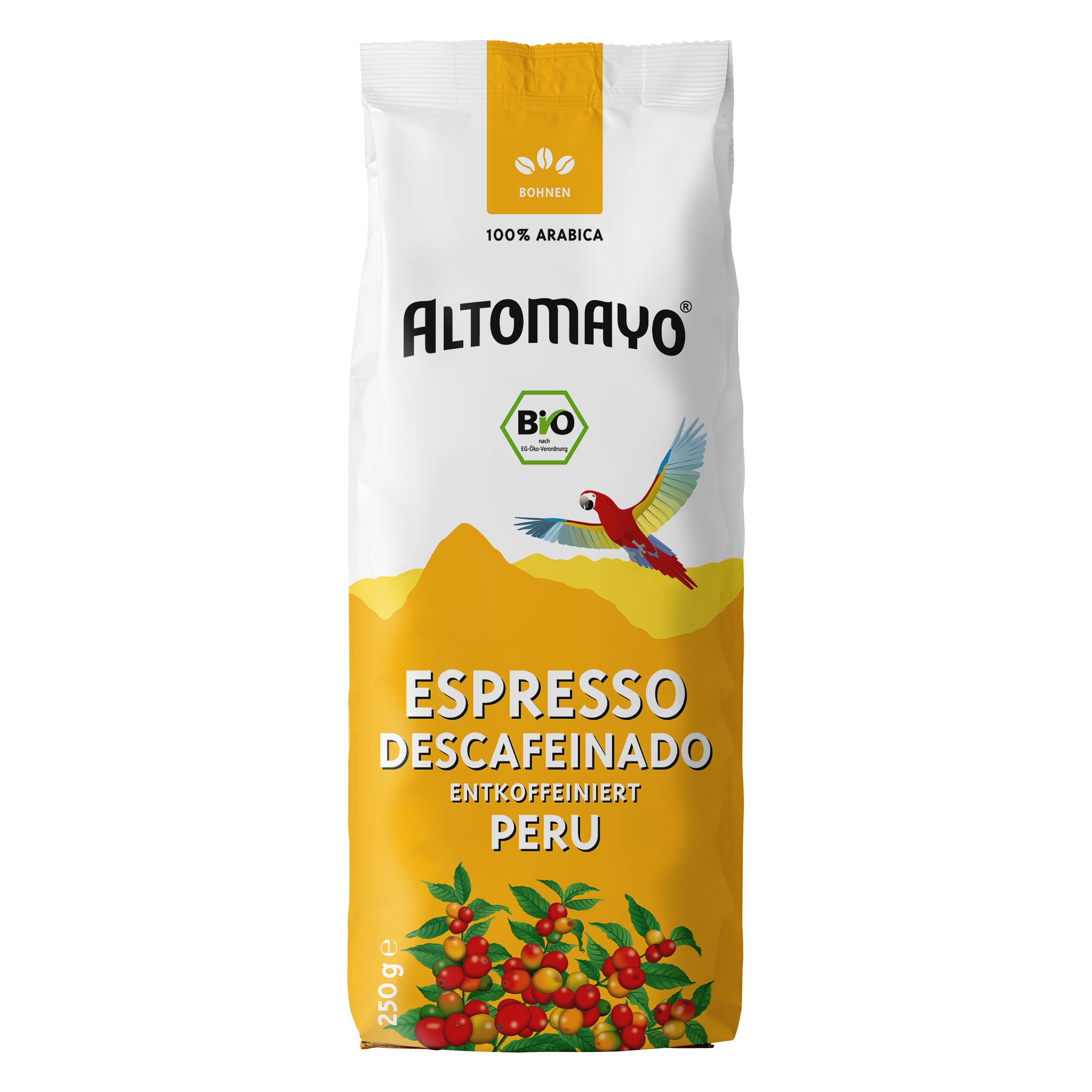 Altomayo Bio-Entkoffeiniert Espresso Bohnen 250g mild