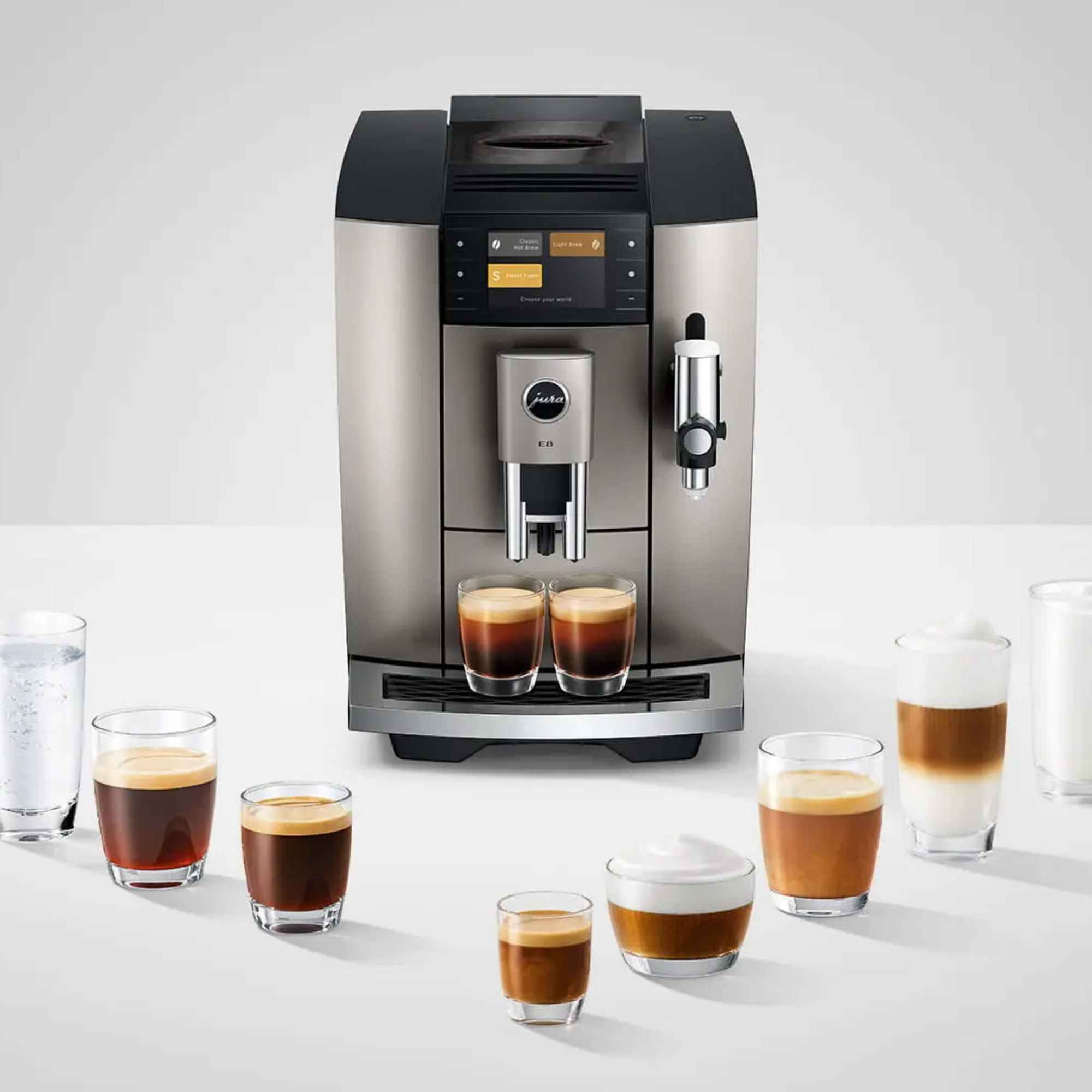 Jura E8 Kaffeevollautomat Midnight Silver 27 Spezialitäten