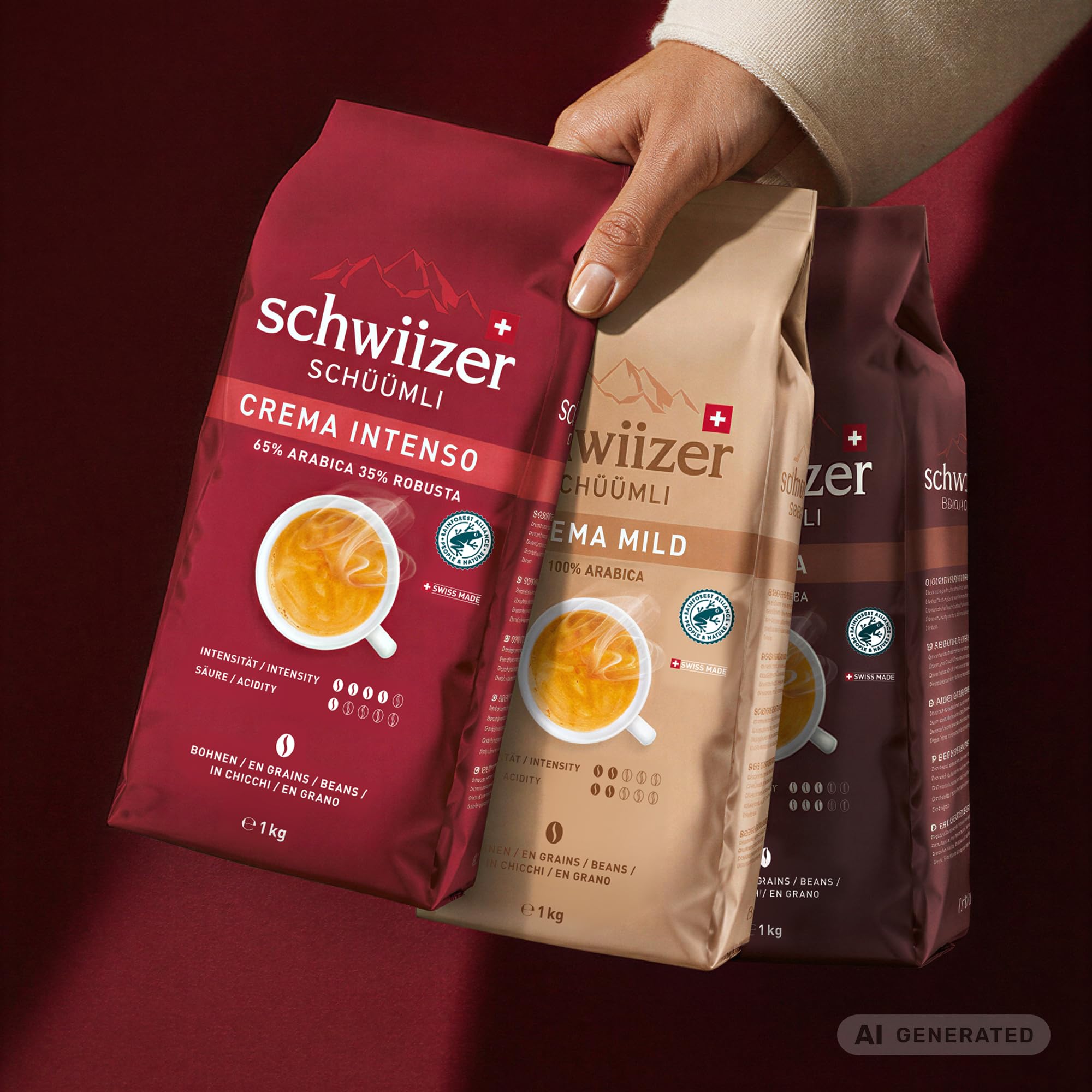 Schwiizer Schüümli Crema Mild Kaffeebohnen 1 kg Arabica