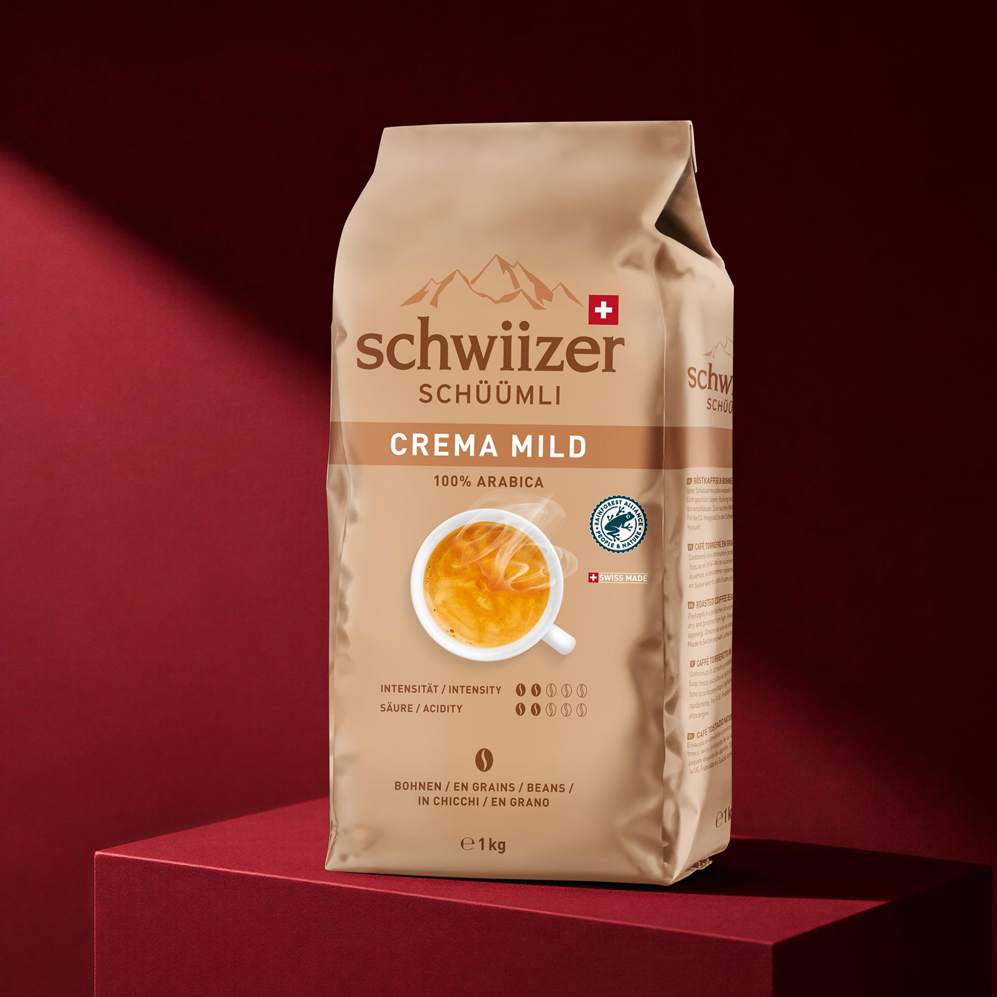 Schwiizer Schüümli Crema Mild Kaffeebohnen 1 kg Arabica