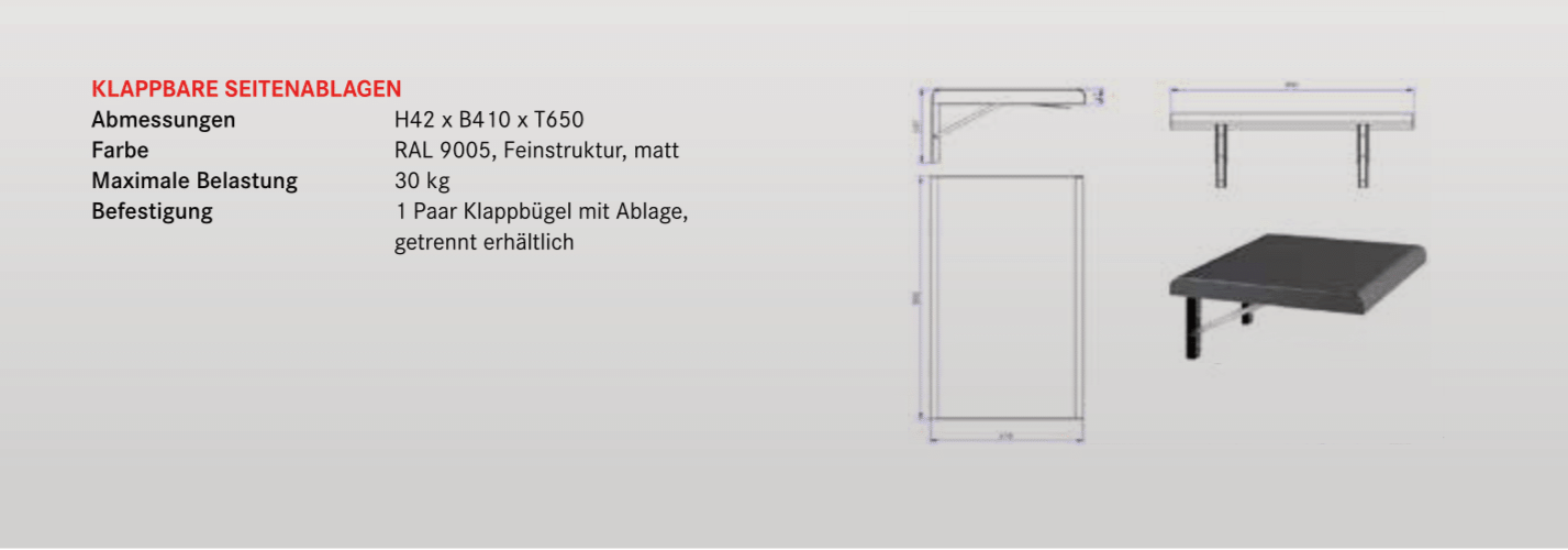 Franke Seitenablage Ablagefläche Kaffeewagen RAL9005