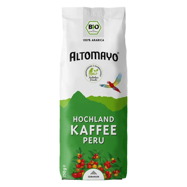 Altomayo Bio Hochland Kaffee Peru 250 g gemahlen mild