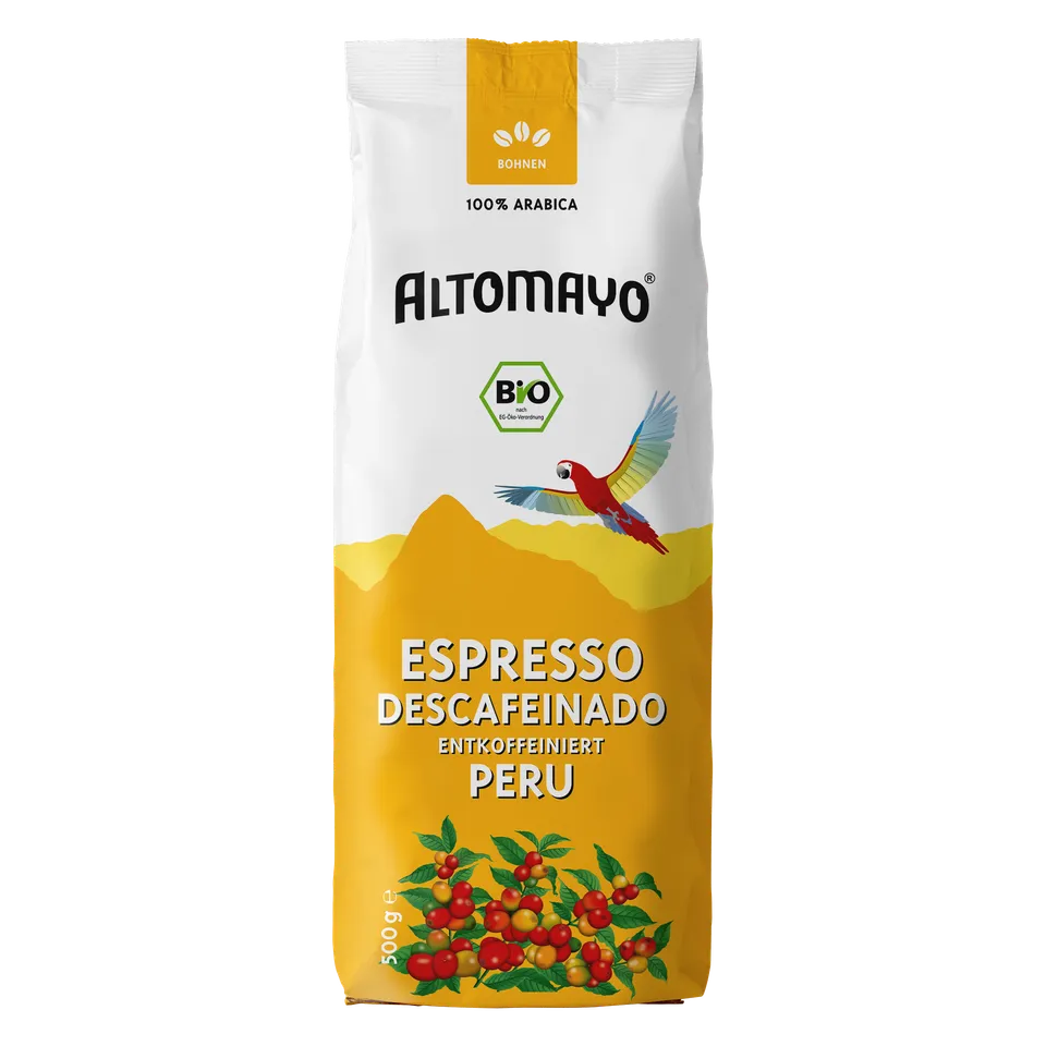 Altomayo Bio-Entkoffeiniert Espresso Bohnen 500g mild