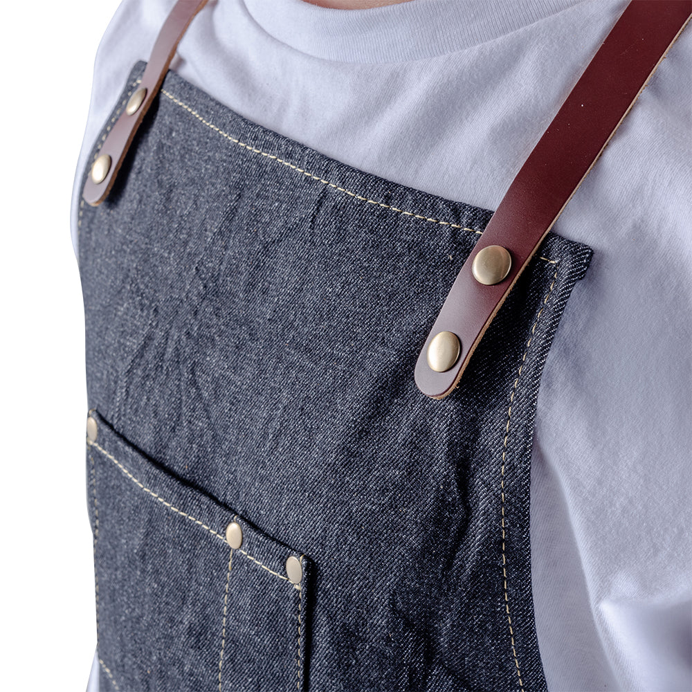 Mondo del Caffè Barista Buddy Schürze Jeans Leder 73x59
