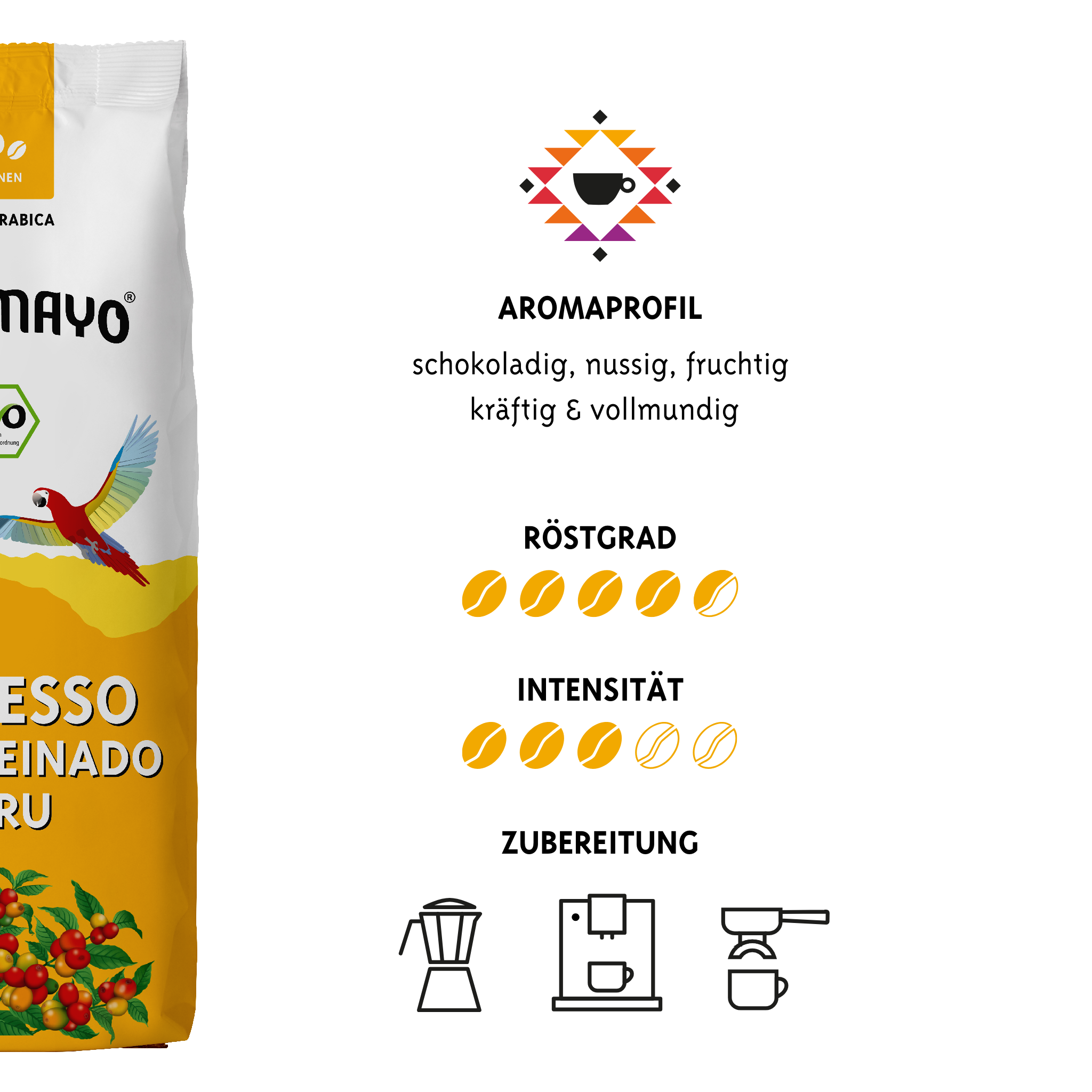 Altomayo Bio-Entkoffeiniert Espresso Bohnen 250g mild