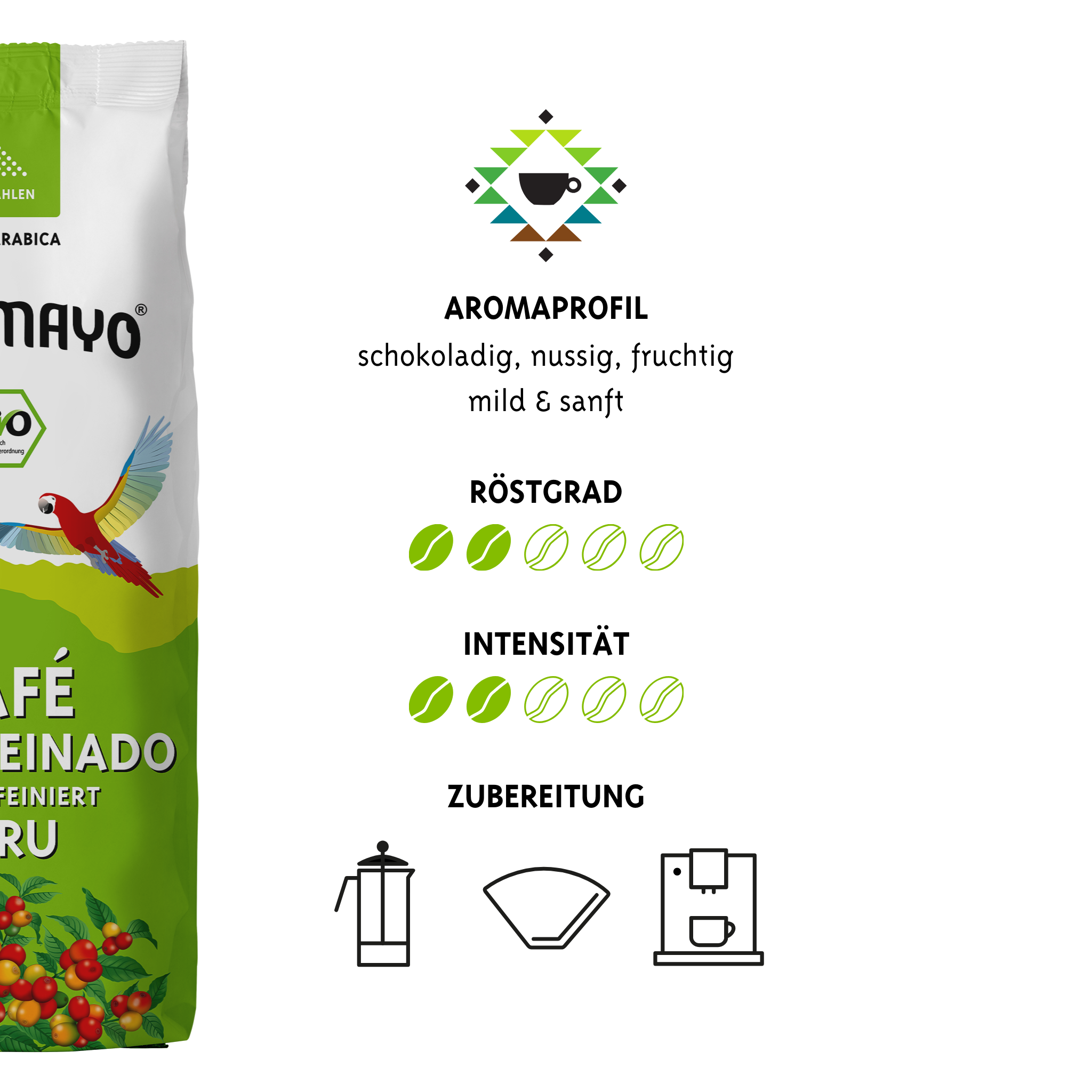 Altomayo Bio-Entkoffeiniert Café gemahlen 500 g koffeinfrei