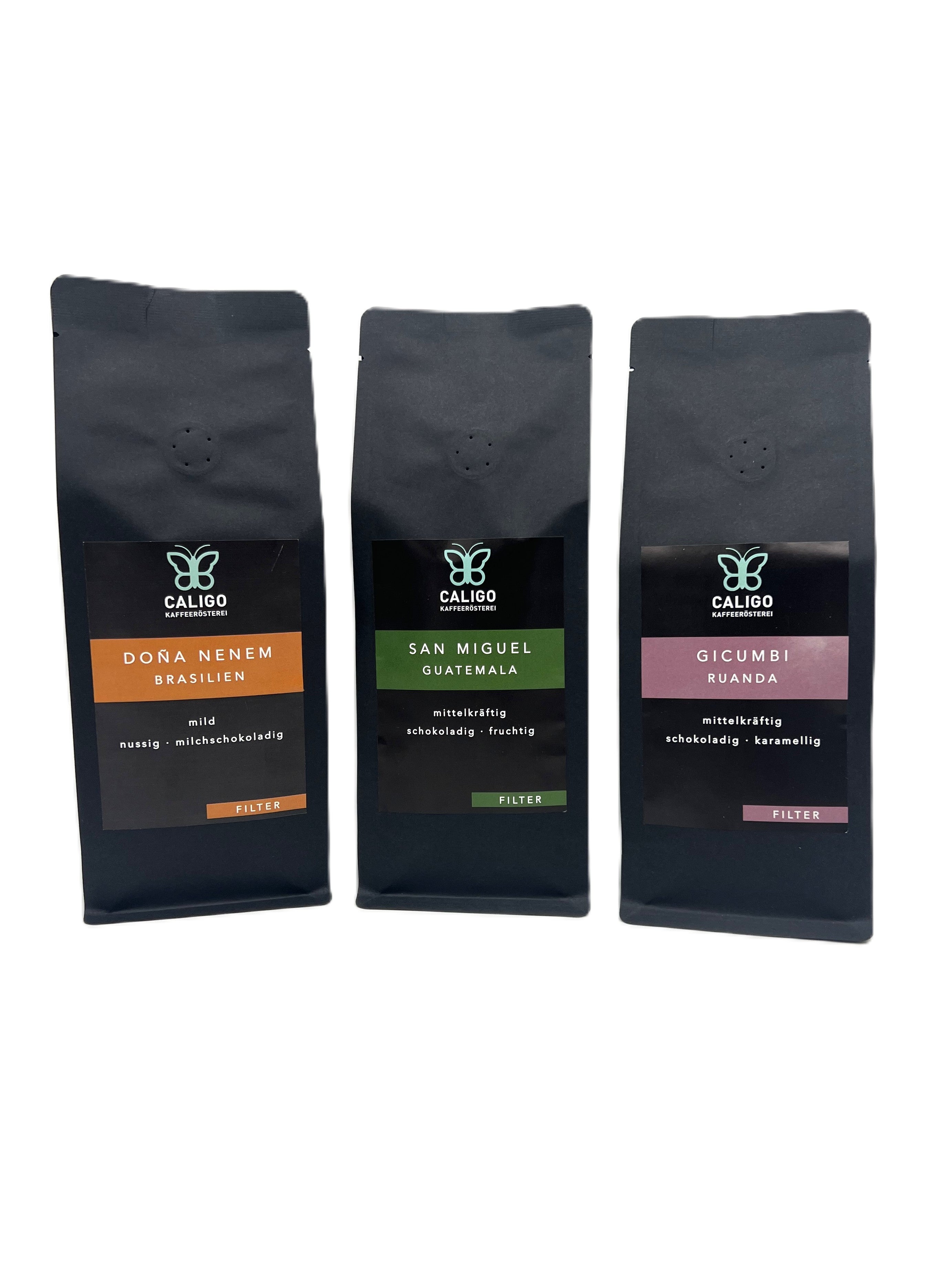 Caligo Probier-Set Kaffee 3x250g Dona Nenem San Miguel