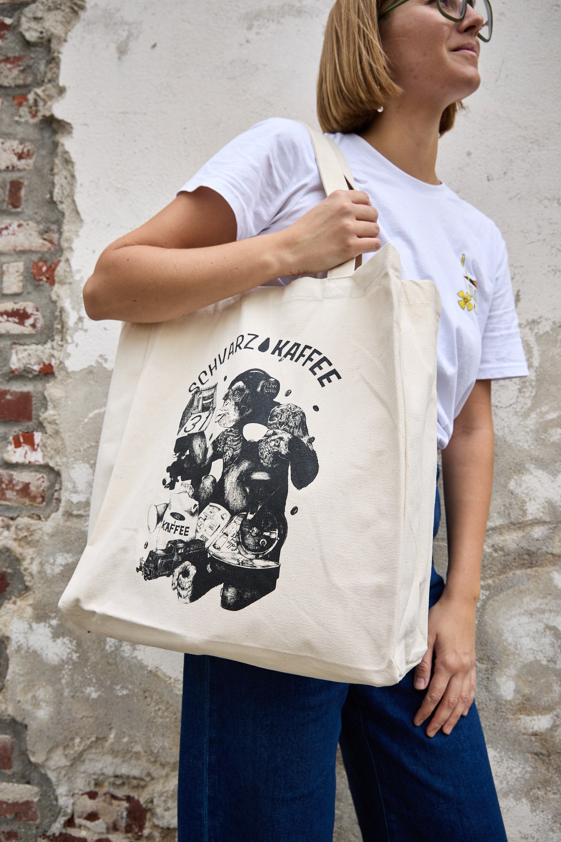 Schvarz Totebag Stoffbeutel Organic Cotton BOB Design