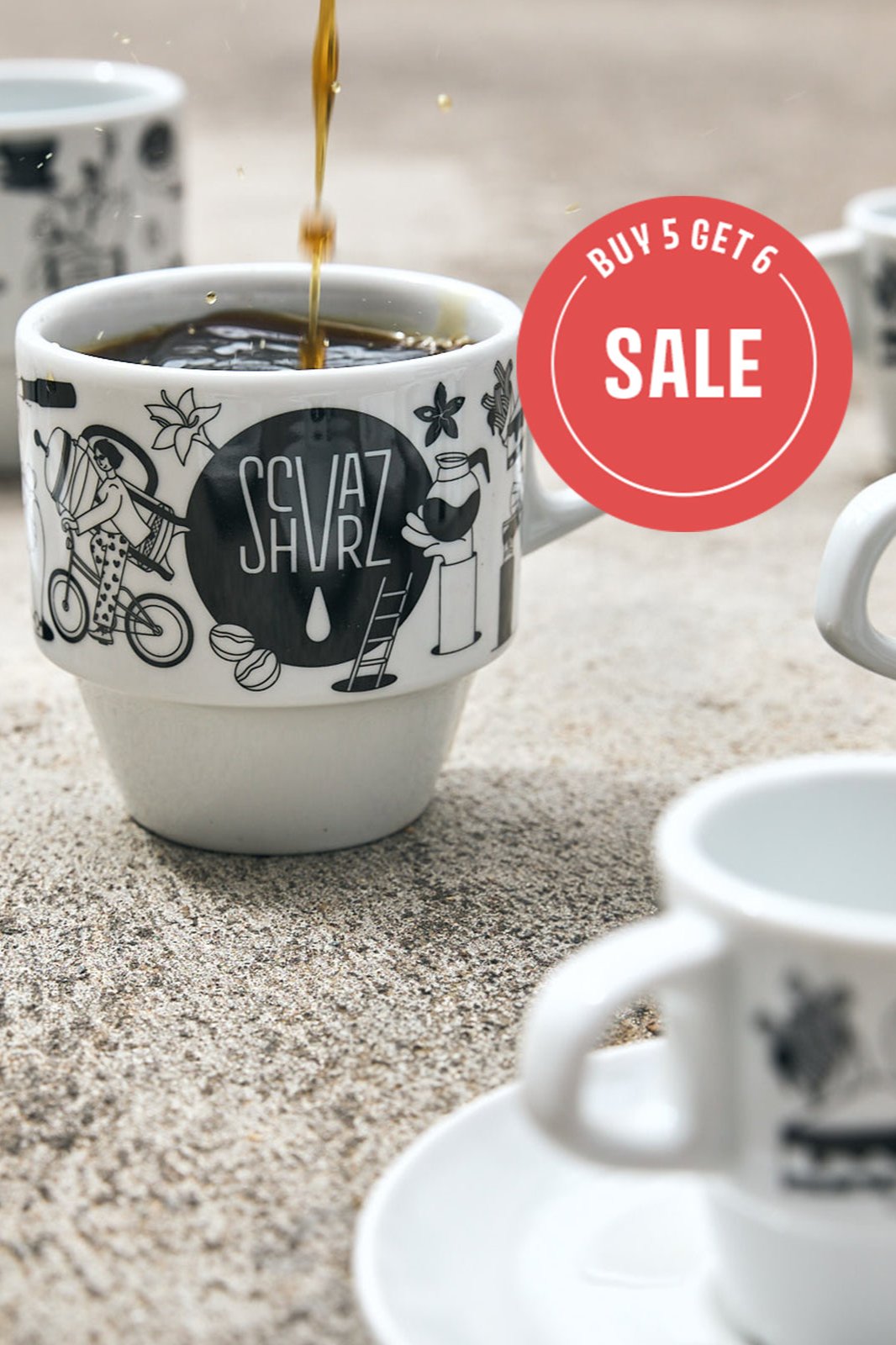 Schvarz Design Tasse Cappuccino 150 ml mit Untertasse