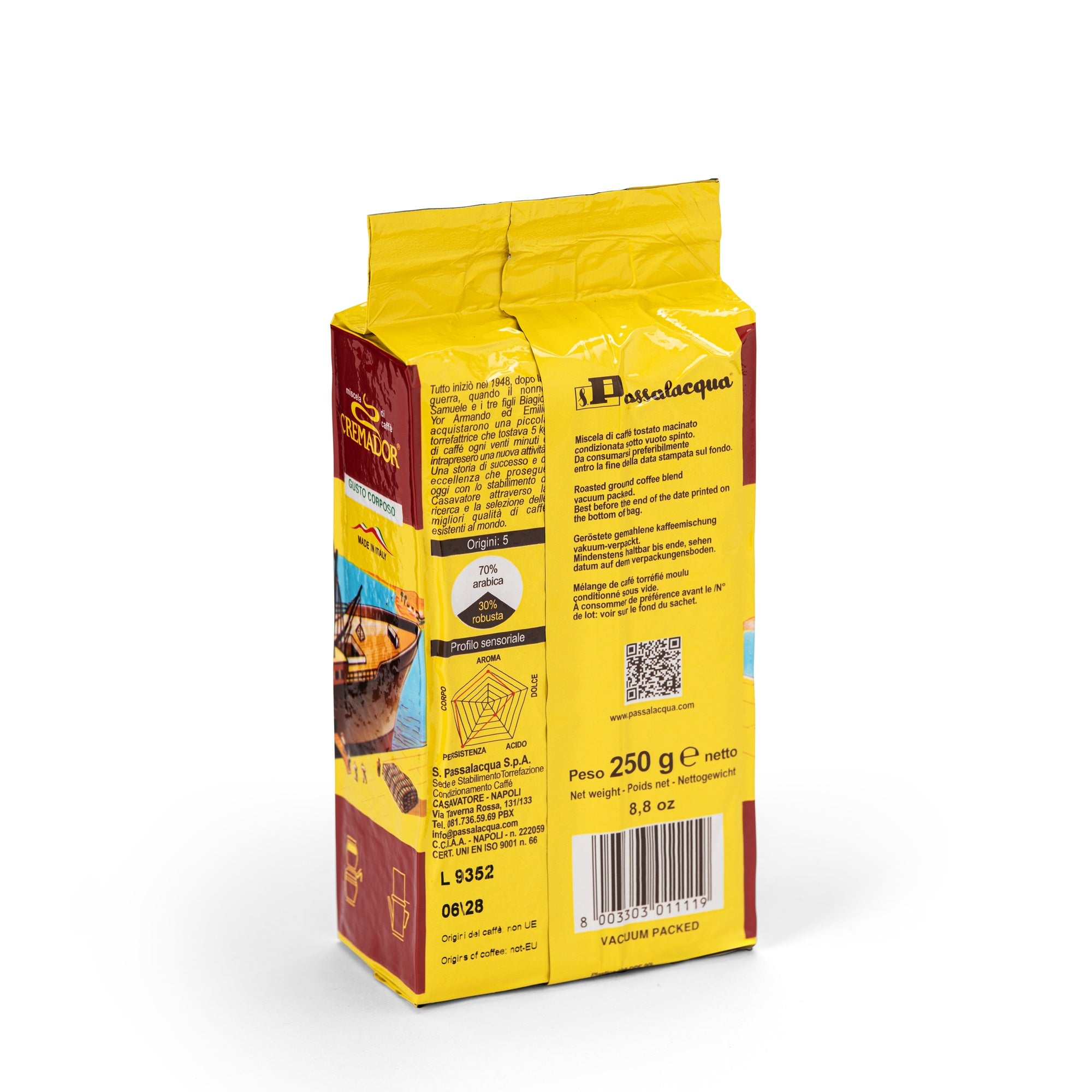 Passalacqua Cremador Kaffee gemahlen 250g cremig