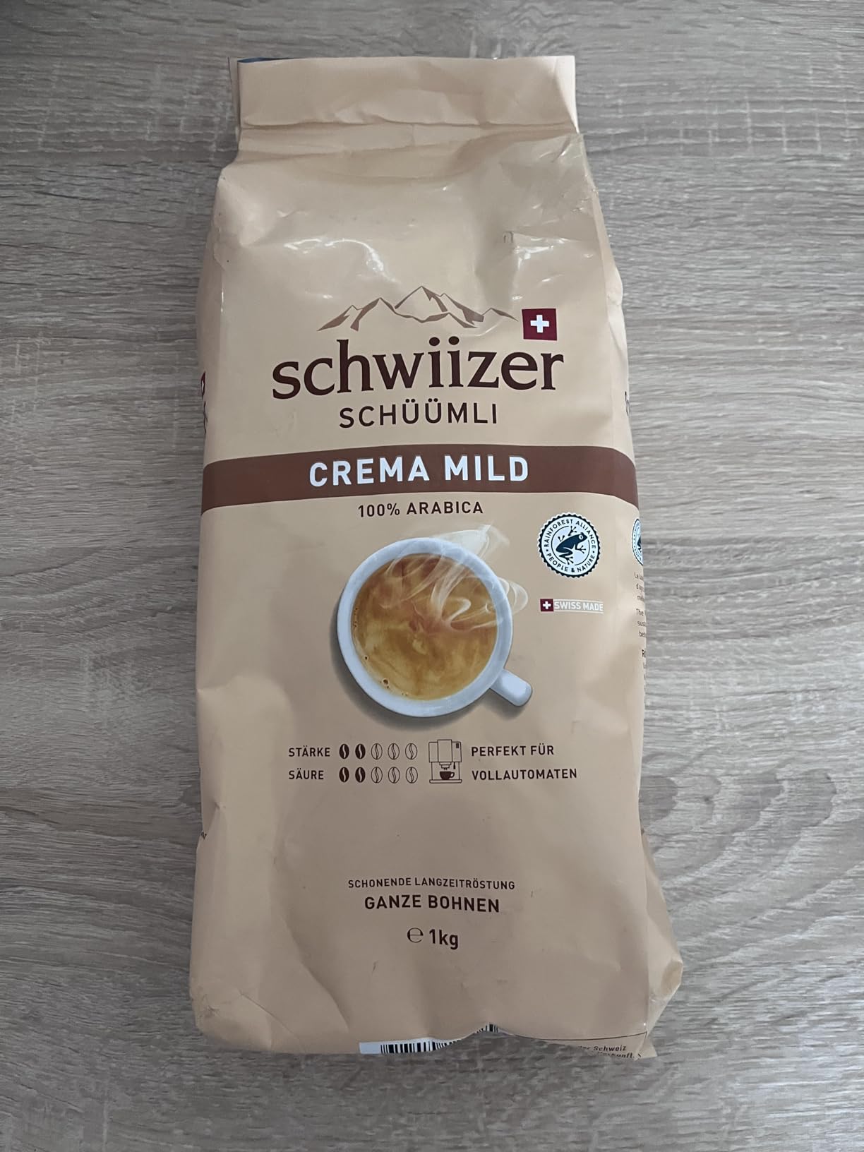 Schwiizer Schüümli Crema Mild Kaffeebohnen 1 kg Arabica