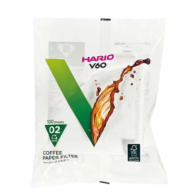 Hario V60 02 Filterpapier Weiß 100 Stück gebleicht